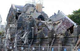 A collapsed church is pictured in Christchurch after a 6.3-magnitude earthquake hit the New Zealand city