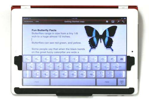 A device attempts to elevate the iPad's keyboard