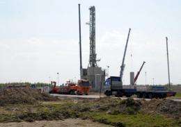 A drilling rig exploring for shale gas in Poland