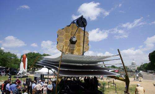 A full scale model of the James Webb Space Telescope sits on the National Mall in 2007