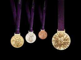 A handout image obtained from the London 2012 organising committee (LOCOG) shows the London 2012 Olympic medals