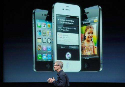Apple CEO Tim Cook speaks at the event introducing the new iPhone 4s