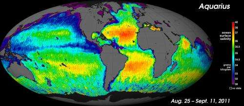 Aquarius yields NASA'S first global map of ocean salinity