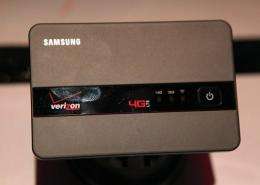 A Samsung 4G LTE mobile hotspot is displayed by Verizon