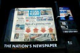 A USA Today newspaper is seen on a stand in 2008
