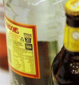 Australia puts health warnings on booze bottles (AP)