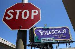 A Yahoo! billboard by a road junction in San Francisco