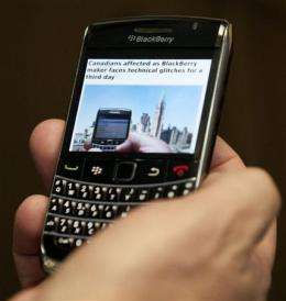 BlackBerry blackout is new threat to brand (AP)