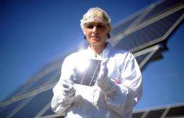 Bosch employee Steffi at the new solar cell factory in Arndstadt, Germany, last year