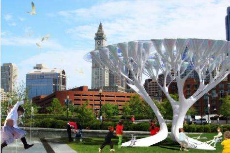 The Lenfest Center for Sustainable Energy designs a faux tree that converts CO2 to O2