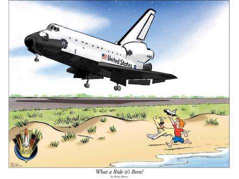 Commemorative space shuttle cartoon created