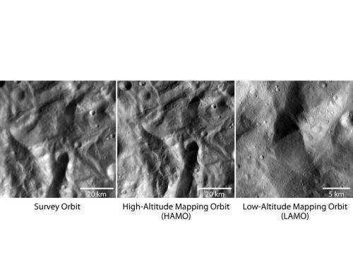 Dawn sends first low altitude images of Vesta