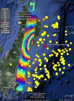 Earth movements from Japan earthquake seen from space
