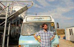 Eco-adventurer Andy Pag stands by his truck in Istanbul