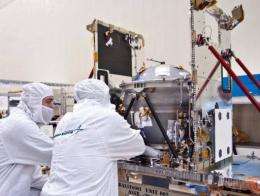 Engineers conduct checks on one of two of NASA's GRAIL spacecraft in 2010