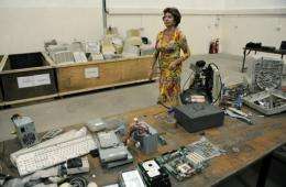 EU digital agenda commissioner Neelie Kroes visits a a computer waste management center