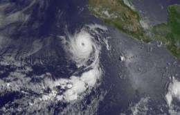 Eye say, Adrian is still a powerful hurricane on NASA satellite imagery