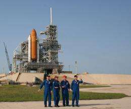 Final shuttle voyagers conduct countdown practice at Florida launch pad