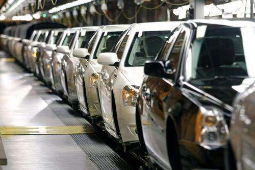 General Motors vehicles go through assembly in Detroit