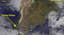 GOES satellites see ash still spewing from Chilean volcano