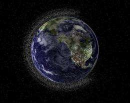 Illustration of swarms of space debris in Low Earth Orbit (LEO)