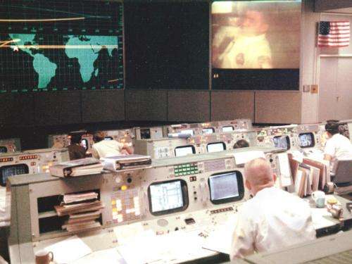 Image: View of mission operations control room during the Apollo 13 mission
