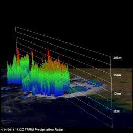NASA sees Australian newborn Tropical Storm Errol's strongest T-storms off-shore