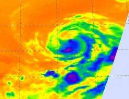 NASA sees warmer cloud tops in infrared imagery of Tropical Storm Eugene