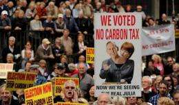 Protesters rally in Sydney on July 1 against a carbon tax