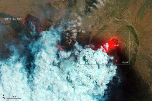 Satellite looks down the eye of erupting nabro volcano