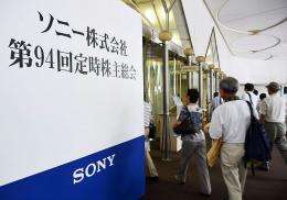 Shareholders of Japanese electronics giant Sony are pictured in Tokyo