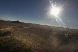 The sun shines over the Sonoran Desert in the Tohono O'odham Reservation, Arizona