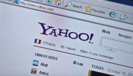The Yahoo homepage is seen on a computer screen