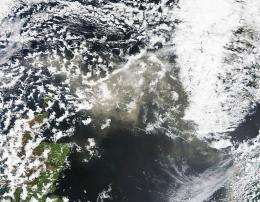 This NASA Earth Observatory image shows ash from Iceland's Grimsvoetn Volcano on May 24