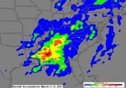 TRMM maps flooding along US East Coast from massive storm