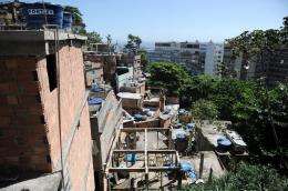 View from the shantytown complex that includes the Pavao, Pavaozinho and Cantagalo slums in Rio de Janeiro