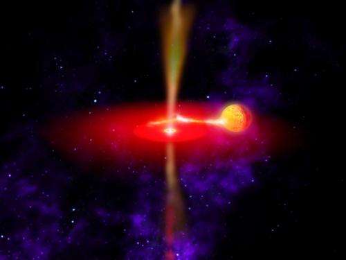 WISE mission captures black hole's wildly flaring jet
