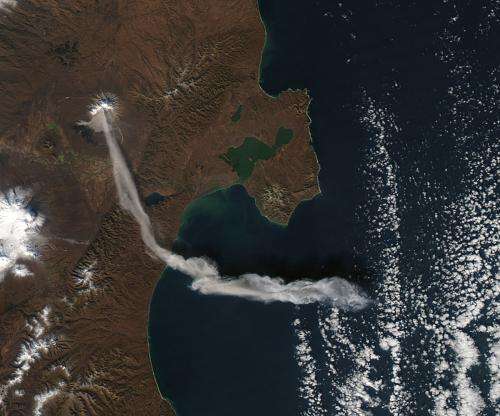 Ash plume from Shiveluch