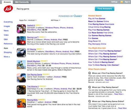 Ask.com adds mobile apps to its search results