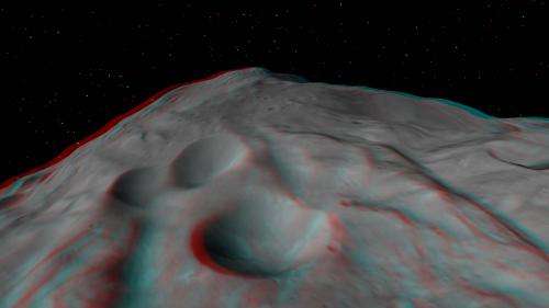 Asteroid Vesta floats in space in high resolution 3-D