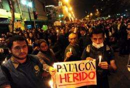 Conservationists protest against the project to build several hydroelectric power stations in the Chilean Patagonia