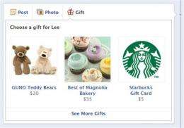 Facebook 'gifts' launch, users can send presents