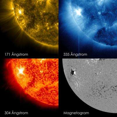 NASA sees active region on the sun emit another flare