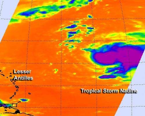 NASA sees wind shear battering Tropical Storm Nadine