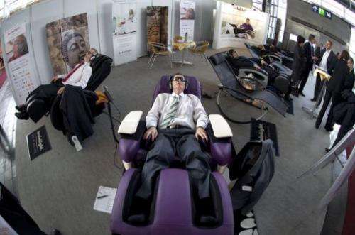 People get the "brain light" treatment at the world's biggest high-tech fair, the CeBIT