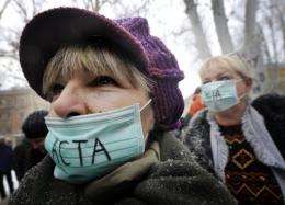 Protesters demonstrate against controversial Anti-Counterfeiting Trade Agreement (ACTA) in February