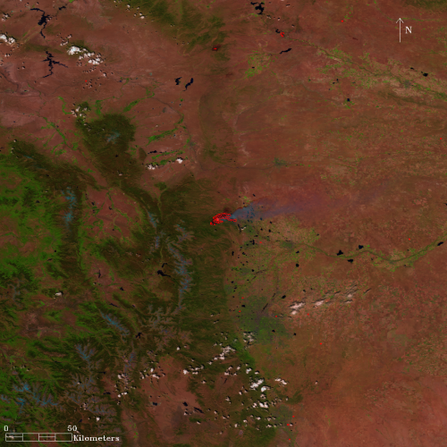 Satellite Sees Western U.S. High Mountain Blazes