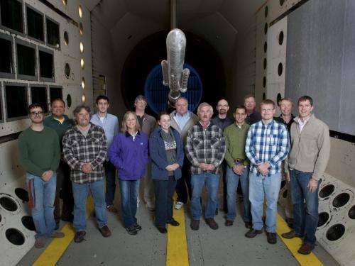 SLS model 'flies' through Langley wind tunnel testing