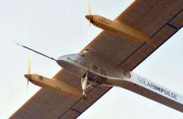 The Swiss-made solar-powered plane, Solar Impulse piloted by Bertrand Piccard, takes off from Rabat airport