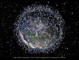 This artist's impression released in 2011 by the European Space Agency (ESA) shows the debris field in low-Earth orbit